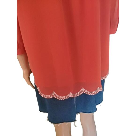 NEW Soft Surroundings Size MP Medium Petite Coral Embroidered Blouse - Picture 3 of 11